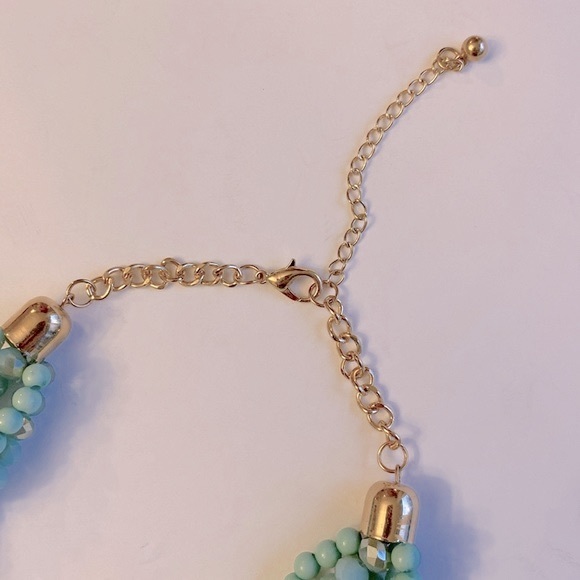 Gold multi Turquoise color ombré blue chunky braided twisted chain necklace - Picture 7 of 8